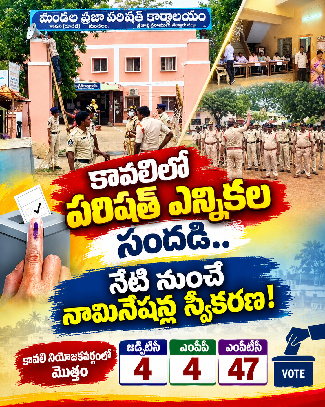 కావలిలో పరిషత్ ఎన్నికల సందడి.. నేటి నుంచే నామినేషన్ల స్వీకరణ!